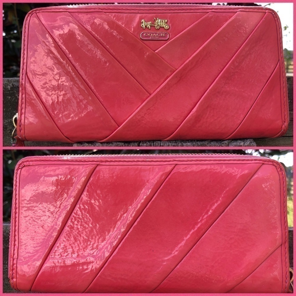 Coach Madison Diagonal Pleat Patent Pink Bag 21300 - Picture 7 of 9